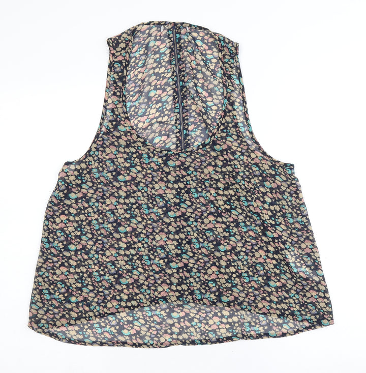 New Look Womens Multicoloured Geometric Polyester Basic Tank Size S Scoop Neck