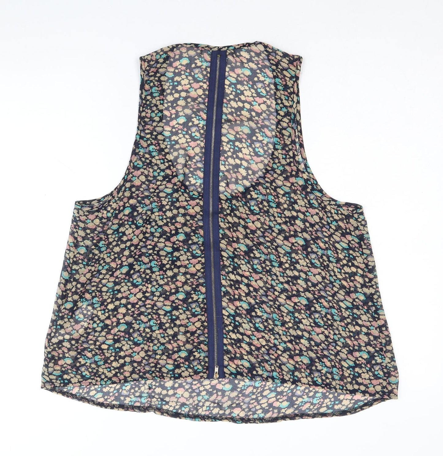 New Look Womens Multicoloured Geometric Polyester Basic Tank Size S Scoop Neck