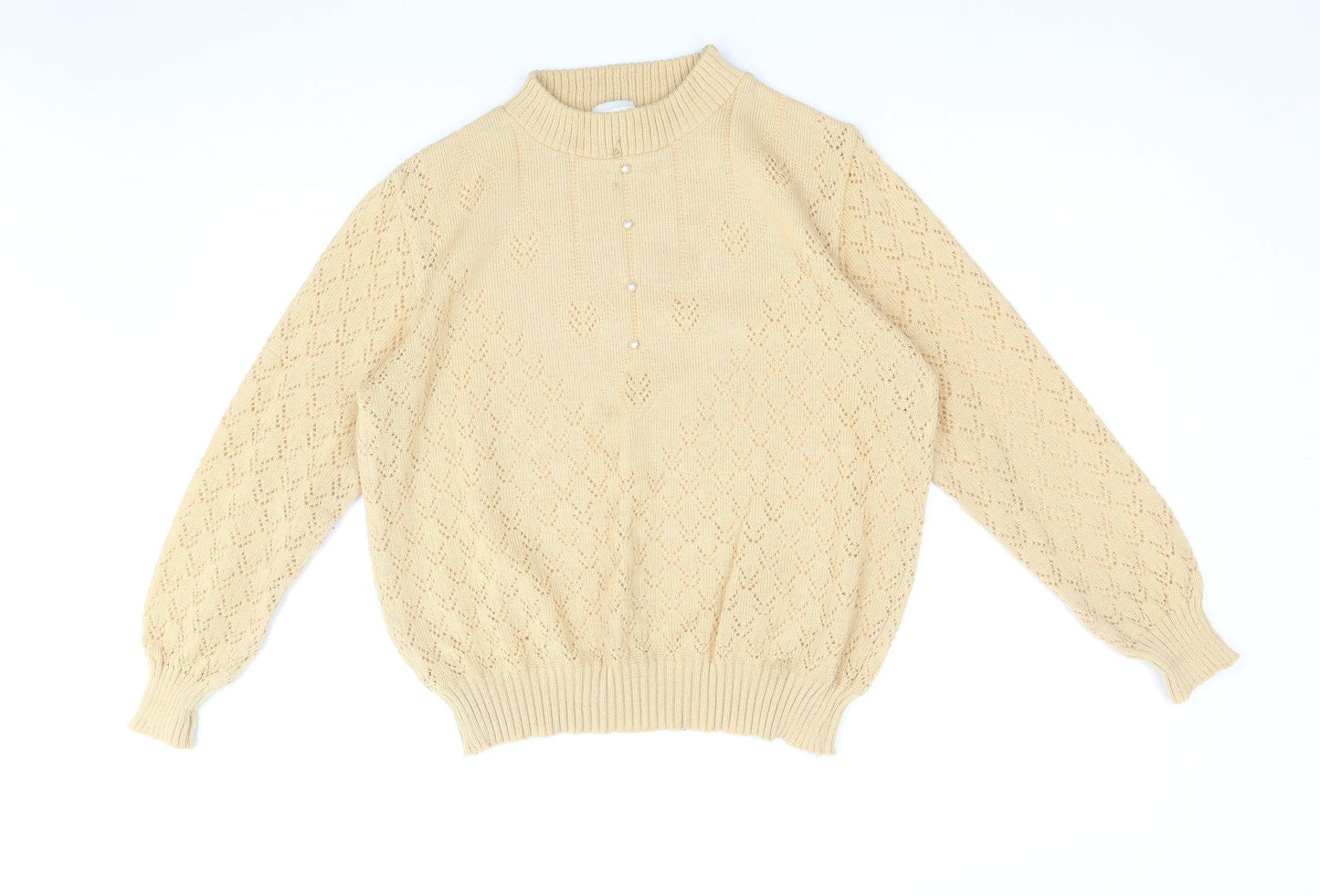 AMANI Womens Yellow Round Neck Acrylic Pullover Jumper Size 10 - Size 10-12