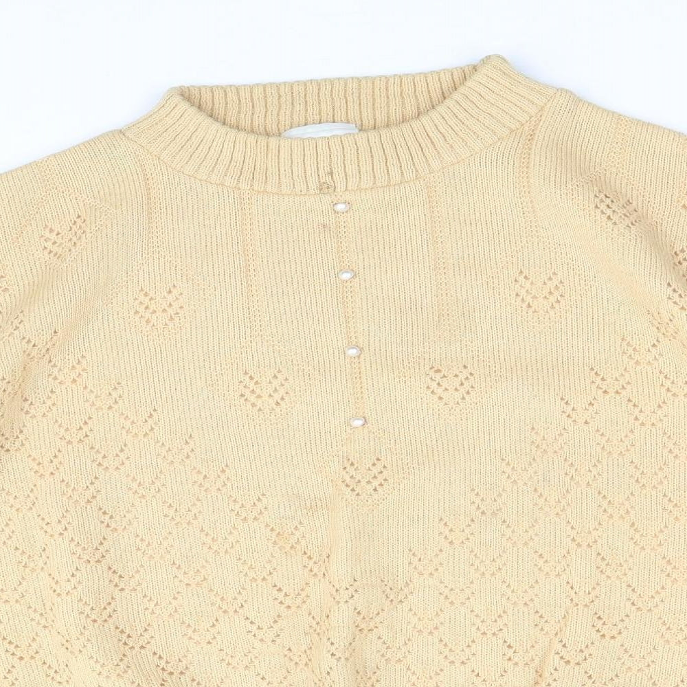 AMANI Womens Yellow Round Neck Acrylic Pullover Jumper Size 10 - Size 10-12