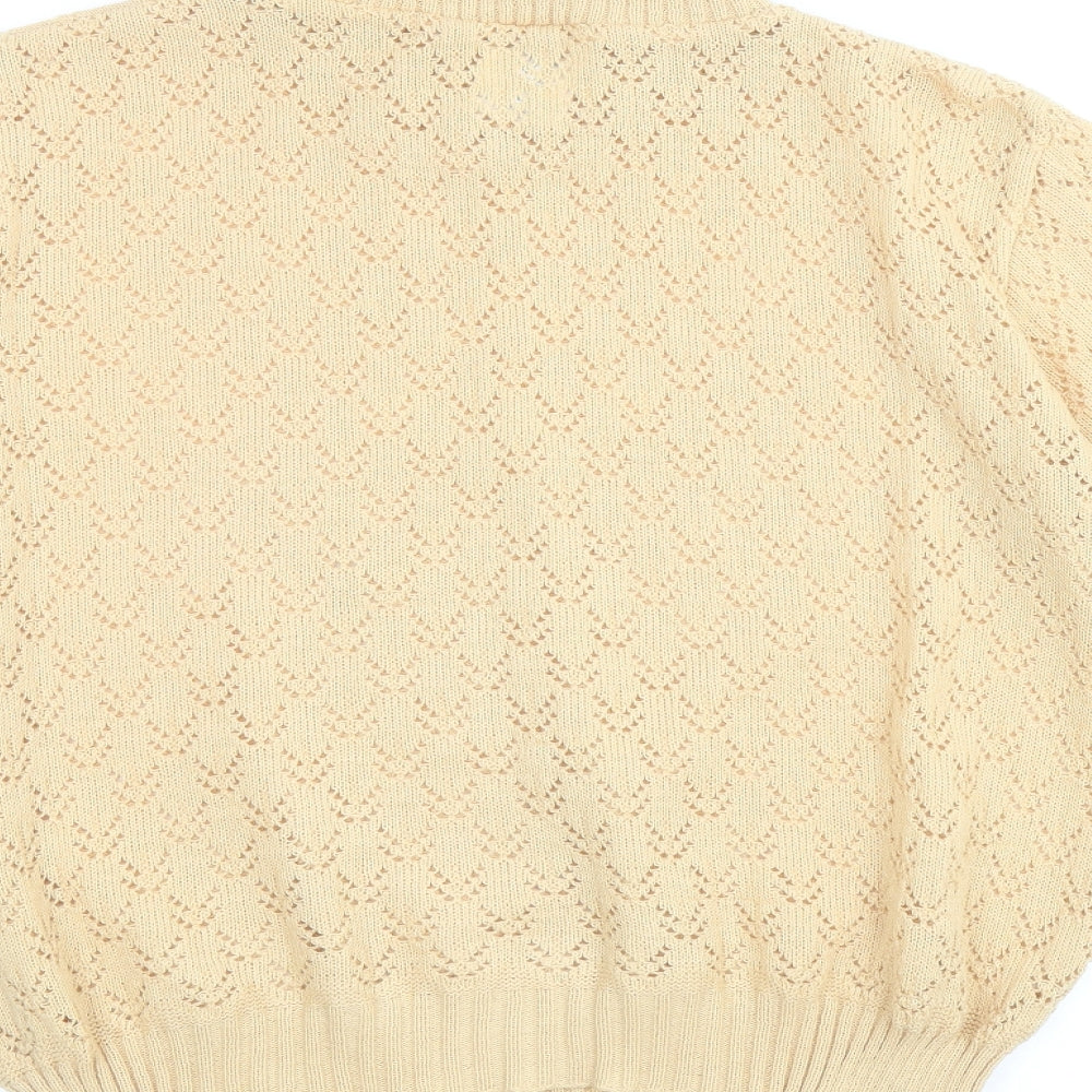 AMANI Womens Yellow Round Neck Acrylic Pullover Jumper Size 10 - Size 10-12