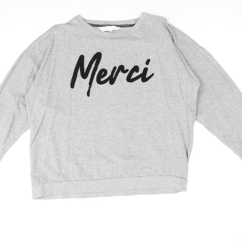 Amara Reya Womens Grey Cotton Pullover Sweatshirt Size 14 Pullover - Merci