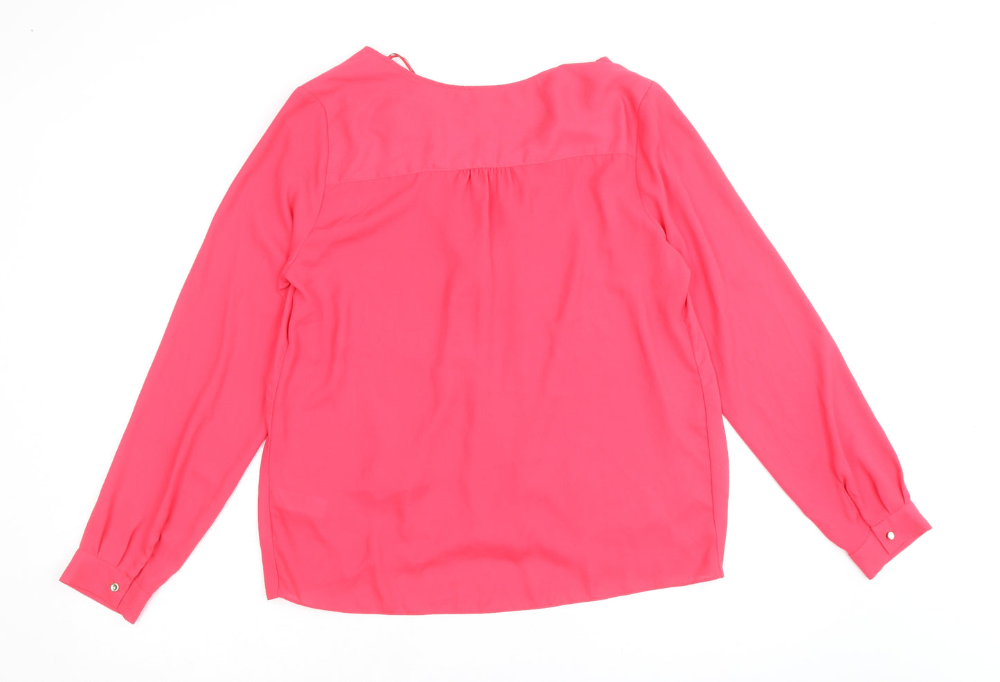 F&F Womens Pink Polyester Basic Blouse Size 14 V-Neck