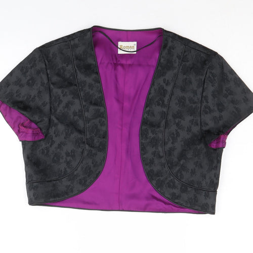 Roman Womens Black Geometric Jacket Blazer Size 12