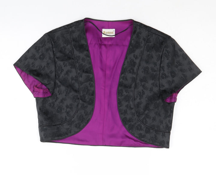 Roman Womens Black Geometric Jacket Blazer Size 12