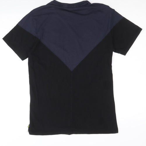 Iuter Mens Blue Colourblock Cotton T-Shirt Size S Round Neck