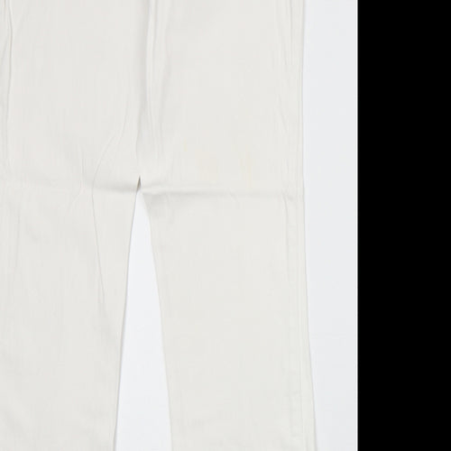 M&Co Womens White Cotton Straight Jeans Size 10 Regular Zip