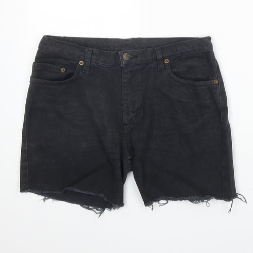 Preworn Womens Black Cotton Cut-Off Shorts Size S Regular Zip