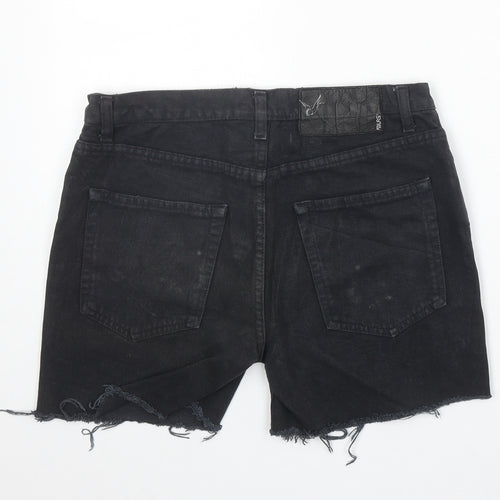 Preworn Womens Black Cotton Cut-Off Shorts Size S Regular Zip