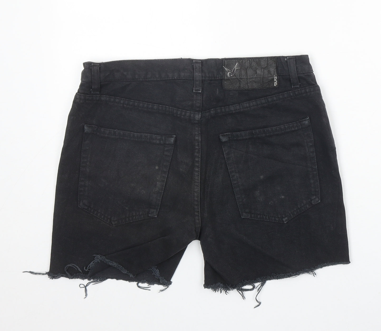 Preworn Womens Black Cotton Cut-Off Shorts Size S Regular Zip