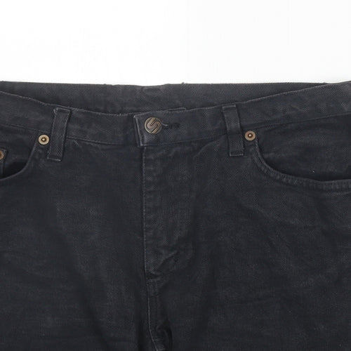 Preworn Womens Black Cotton Cut-Off Shorts Size S Regular Zip