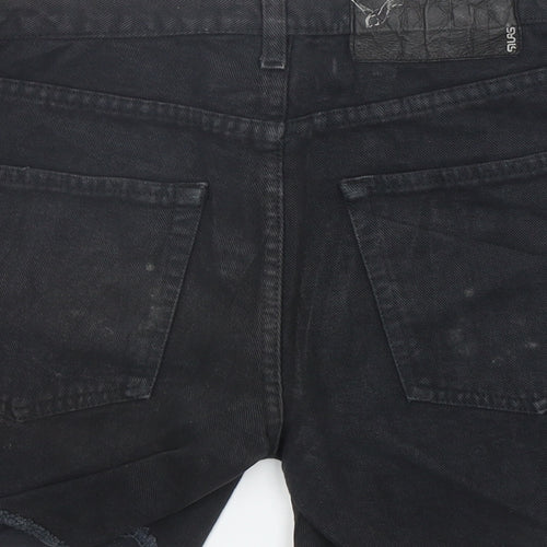 Preworn Womens Black Cotton Cut-Off Shorts Size S Regular Zip