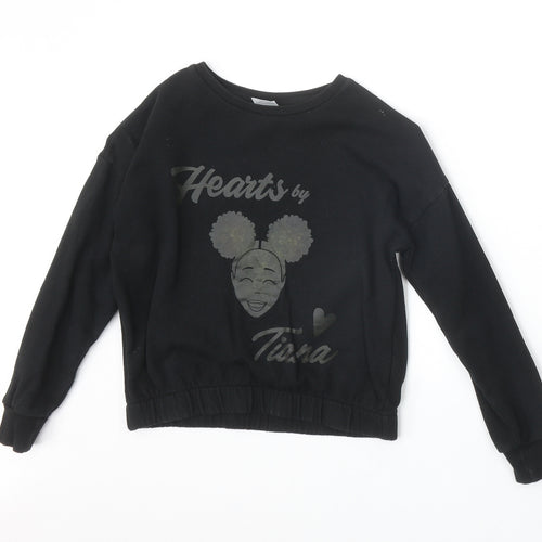 George Girls Black Cotton Pullover Sweatshirt Size 7-8 Years Pullover