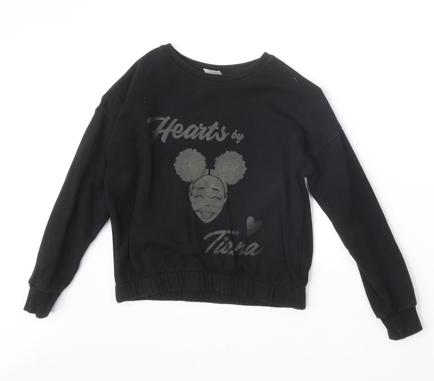 George Girls Black Cotton Pullover Sweatshirt Size 7-8 Years Pullover