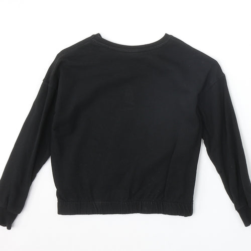 George Girls Black Cotton Pullover Sweatshirt Size 7-8 Years Pullover