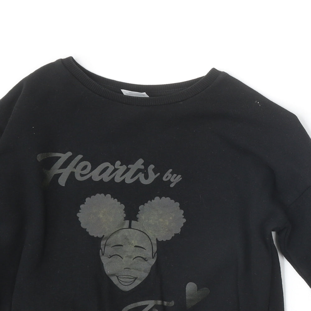 George Girls Black Cotton Pullover Sweatshirt Size 7-8 Years Pullover