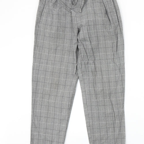 Light Before Dark Womens Grey Plaid Polyester Carrot Trousers Size XS Regular Drawstring