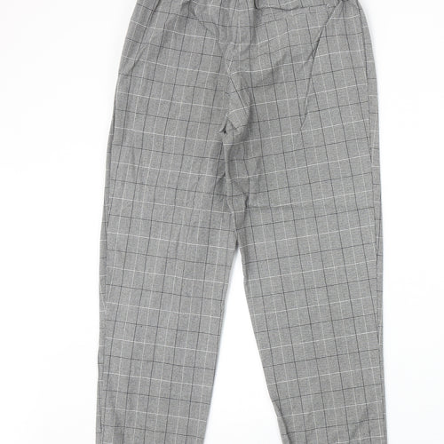 Light Before Dark Womens Grey Plaid Polyester Carrot Trousers Size XS Regular Drawstring