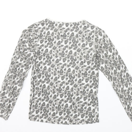 Young Dimension Girls Beige Animal Print Cotton Basic Casual Size 9-10 Years Round Neck Pullover - Leopard Pattern Fashion Icon