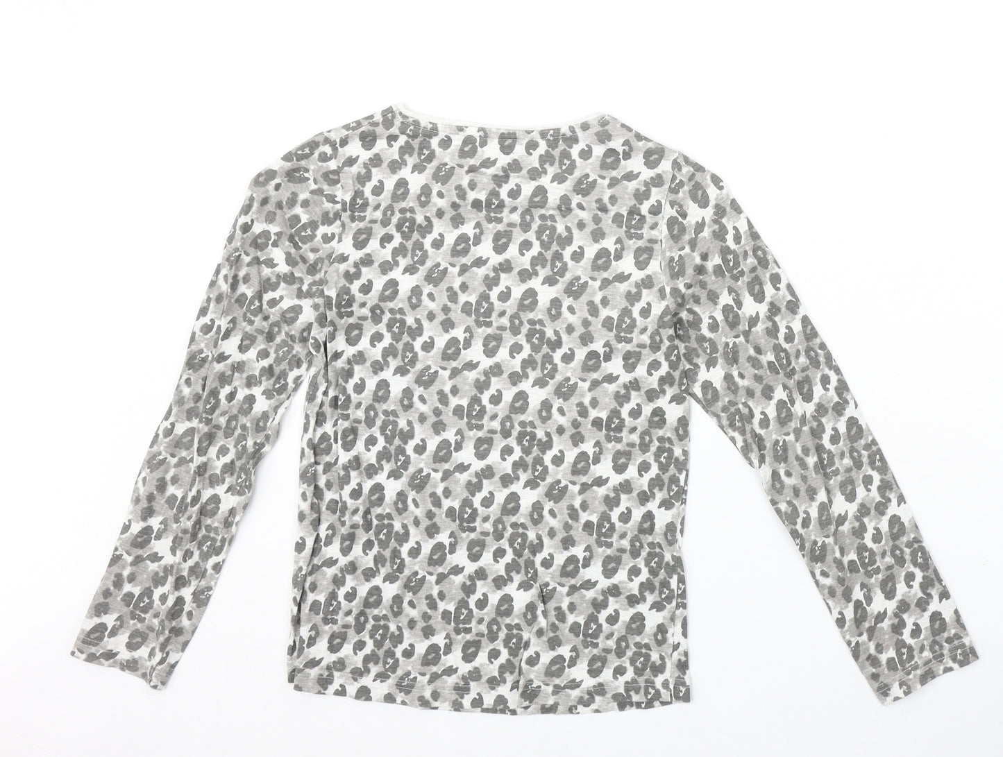 Young Dimension Girls Beige Animal Print Cotton Basic Casual Size 9-10 Years Round Neck Pullover - Leopard Pattern Fashion Icon