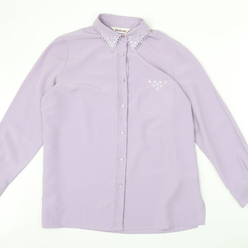 Kaleidoscope Womens Purple Polyester Basic Button-Up Size 18 Collared - Crochet Detail