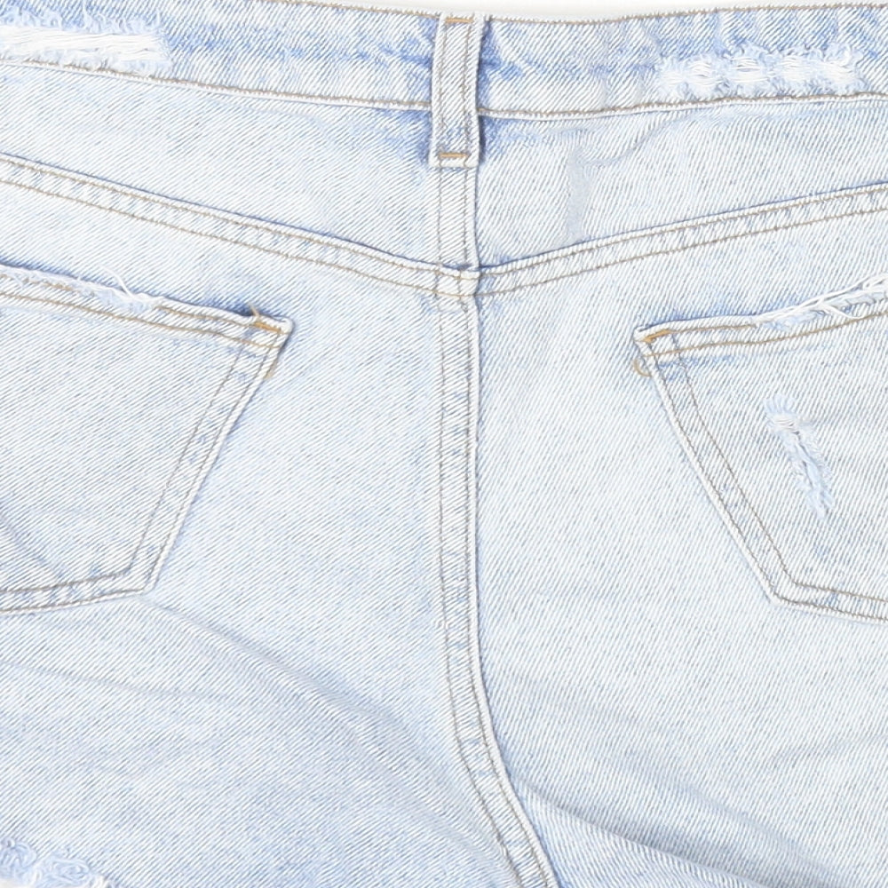 Denim & Co. Womens Blue Cotton Hot Pants Shorts Size 12 Regular Zip