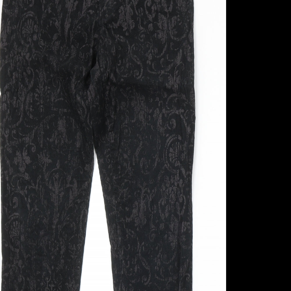 H&M Womens Black Geometric Cotton Skinny Jeans Size 12 Regular Zip