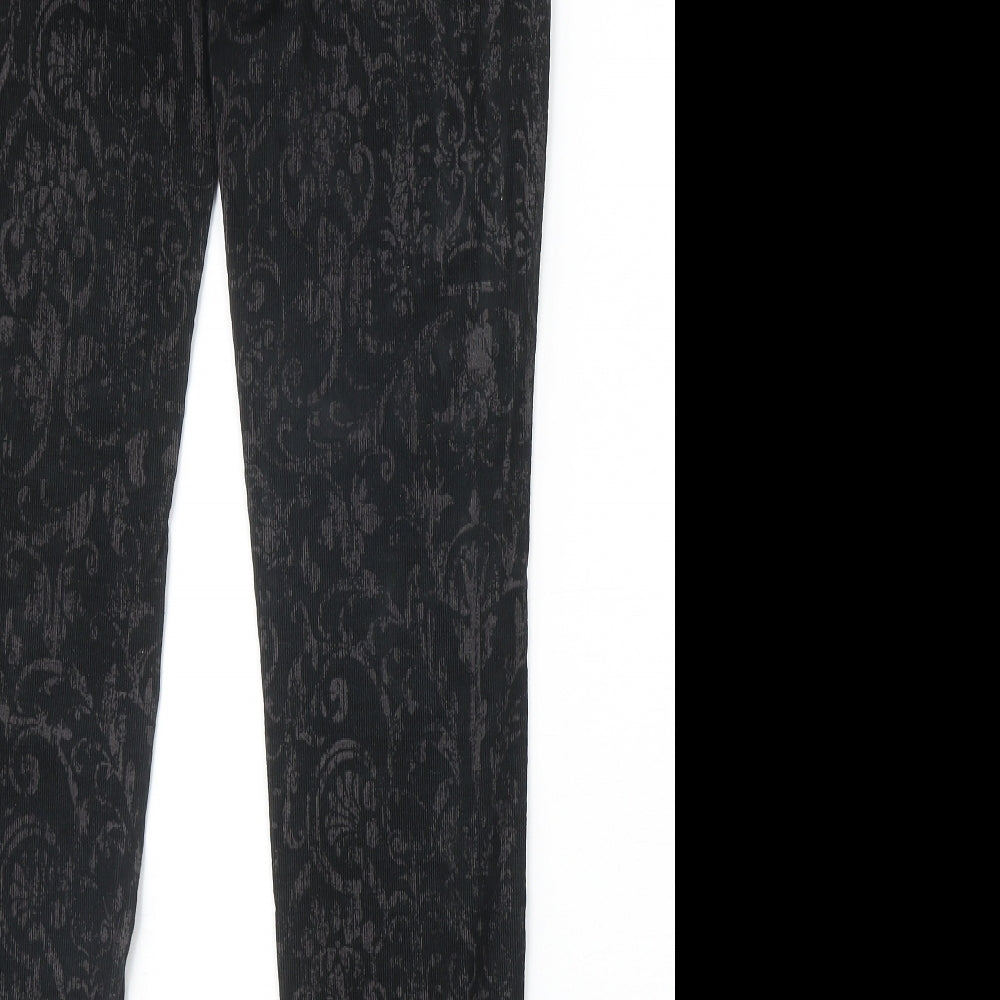 H&M Womens Black Geometric Cotton Skinny Jeans Size 12 Regular Zip