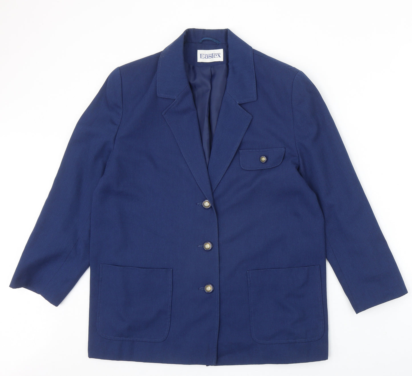 Eastex Womens Blue Jacket Blazer Size 12 Button