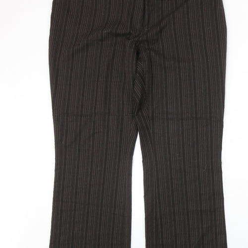 AMARANTO Womens Brown Striped Polyester Trousers Size 18 Regular Zip