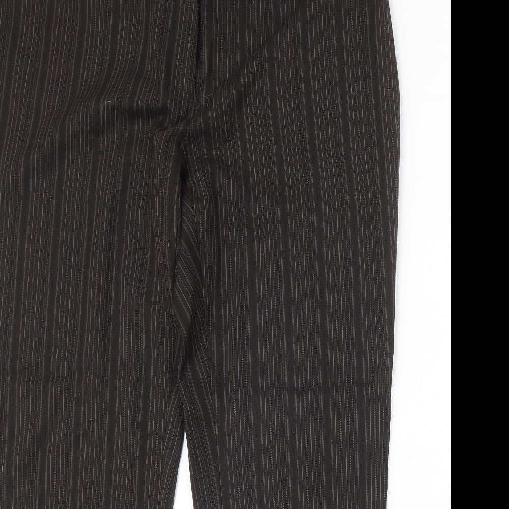 AMARANTO Womens Brown Striped Polyester Trousers Size 18 Regular Zip