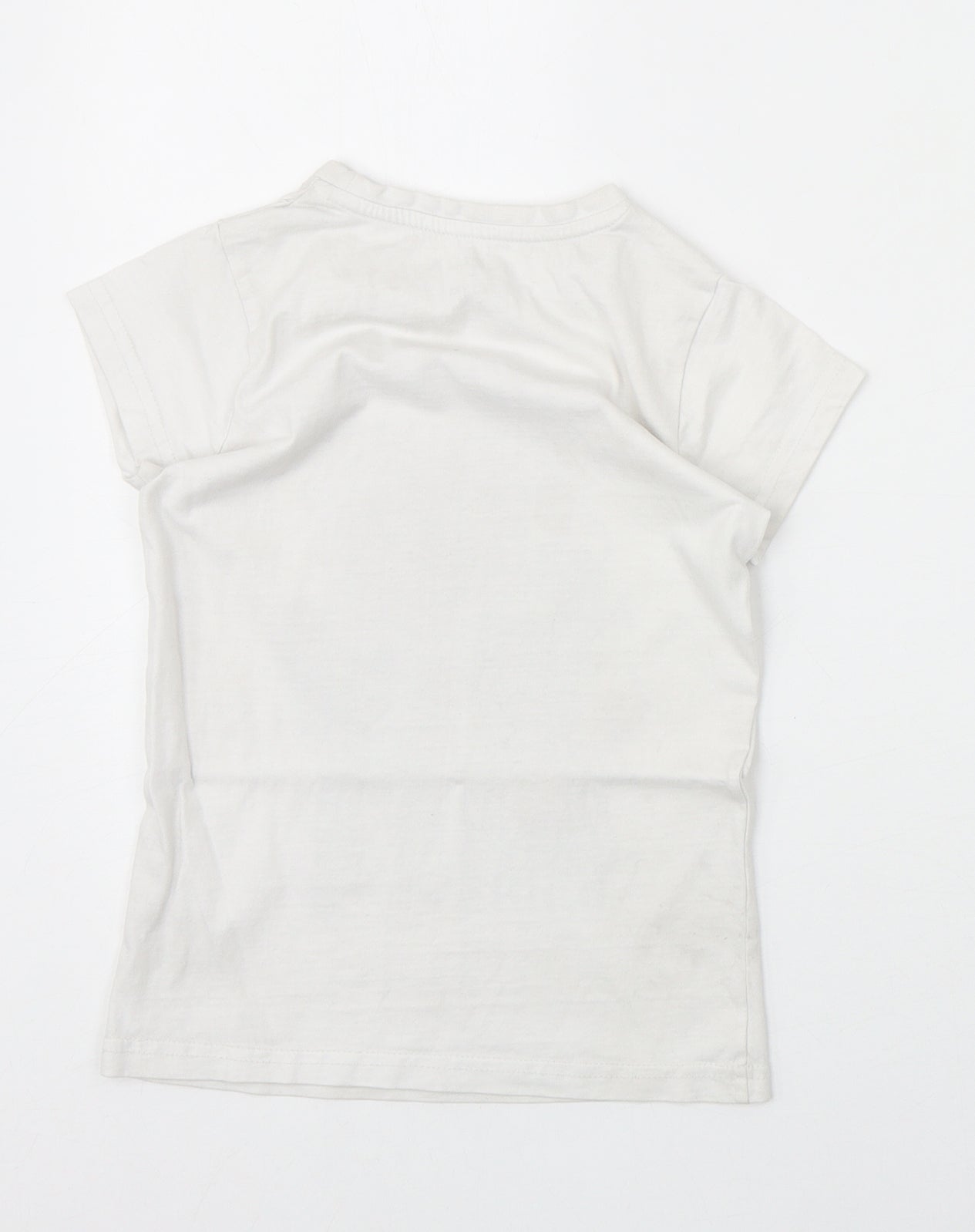 Preworn Boys Ivory 100% Cotton Basic T-Shirt Size 6-7 Years Round Neck Pullover - Roblox