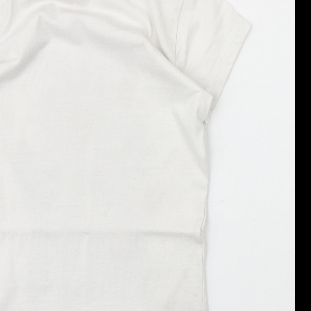 Preworn Boys Ivory 100% Cotton Basic T-Shirt Size 6-7 Years Round Neck Pullover - Roblox