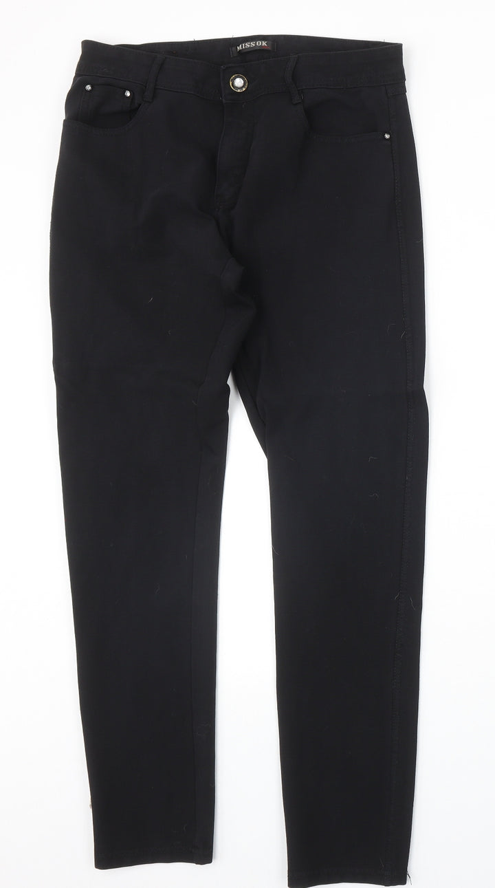 Miss Ok Womens Black Polyester Straight Jeans Size 30 in Regular Zip