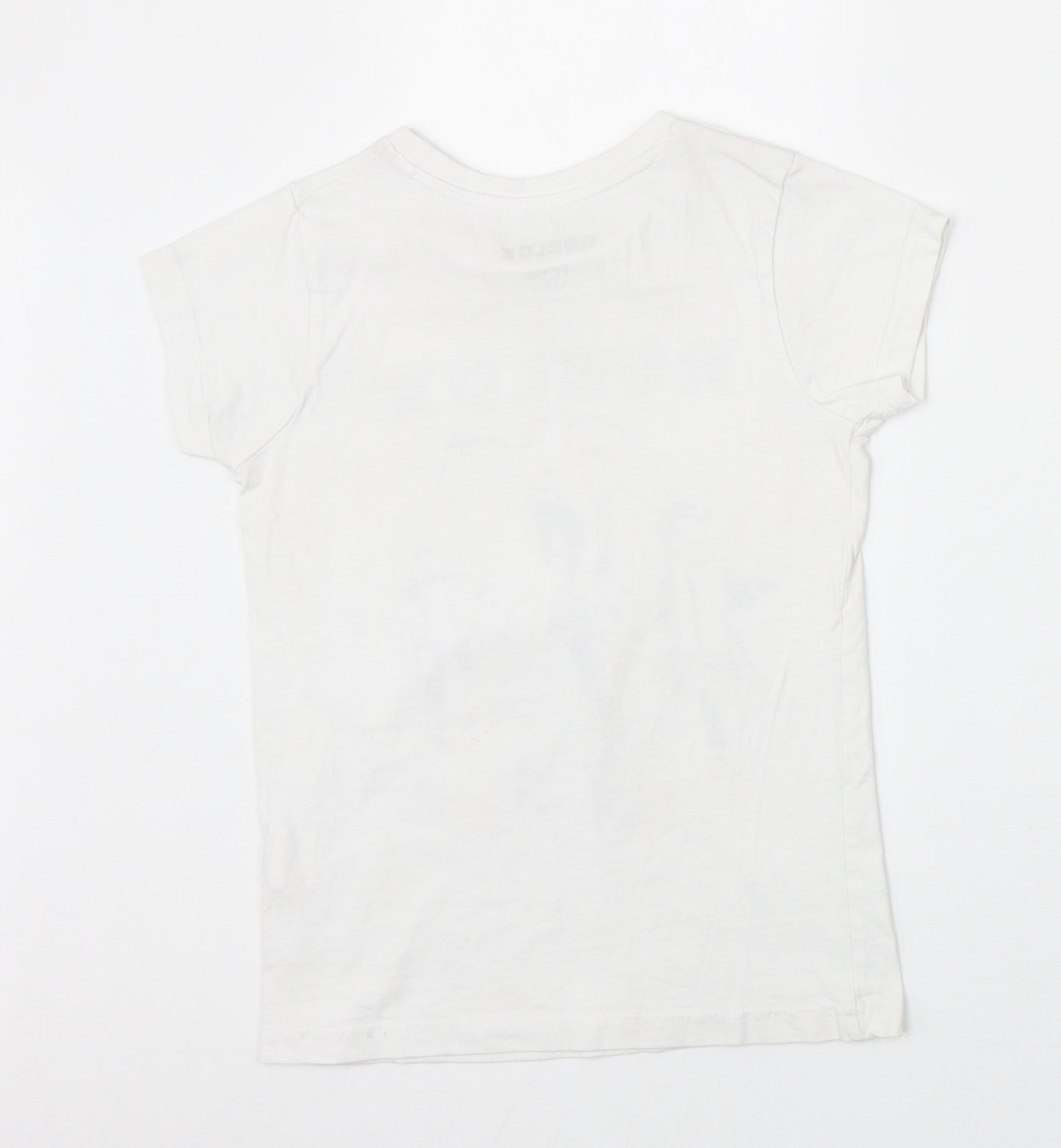 Preworn Boys Ivory 100% Cotton Basic T-Shirt Size 6-7 Years Round Neck Pullover - Roblox