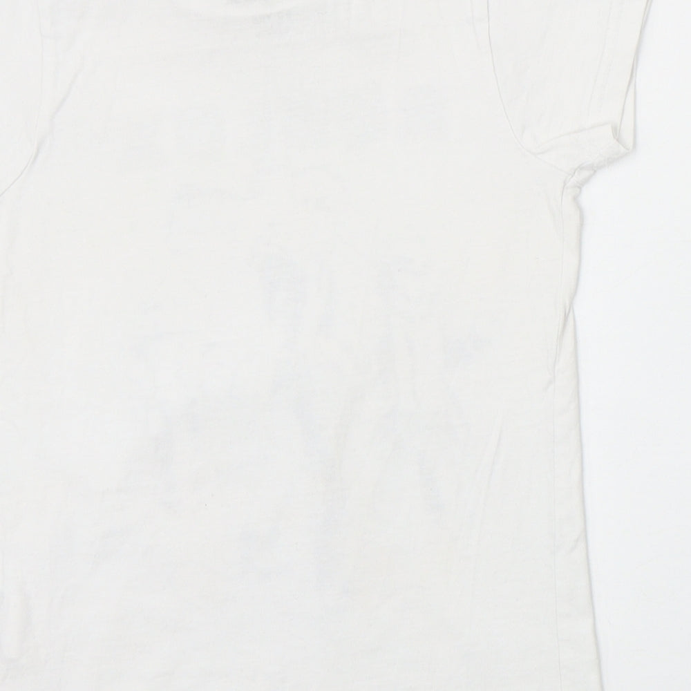 Preworn Boys Ivory 100% Cotton Basic T-Shirt Size 6-7 Years Round Neck Pullover - Roblox