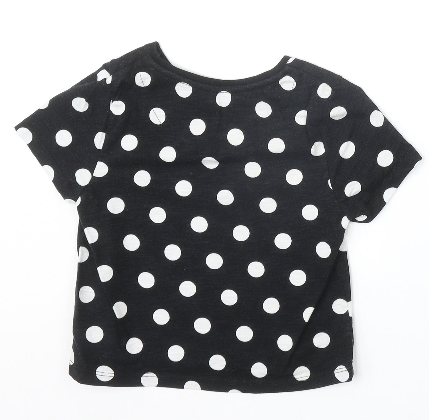 F&F Girls Black Polka Dot 100% Cotton Basic T-Shirt Size 6-7 Years Round Neck Pullover - Bestie Slogan