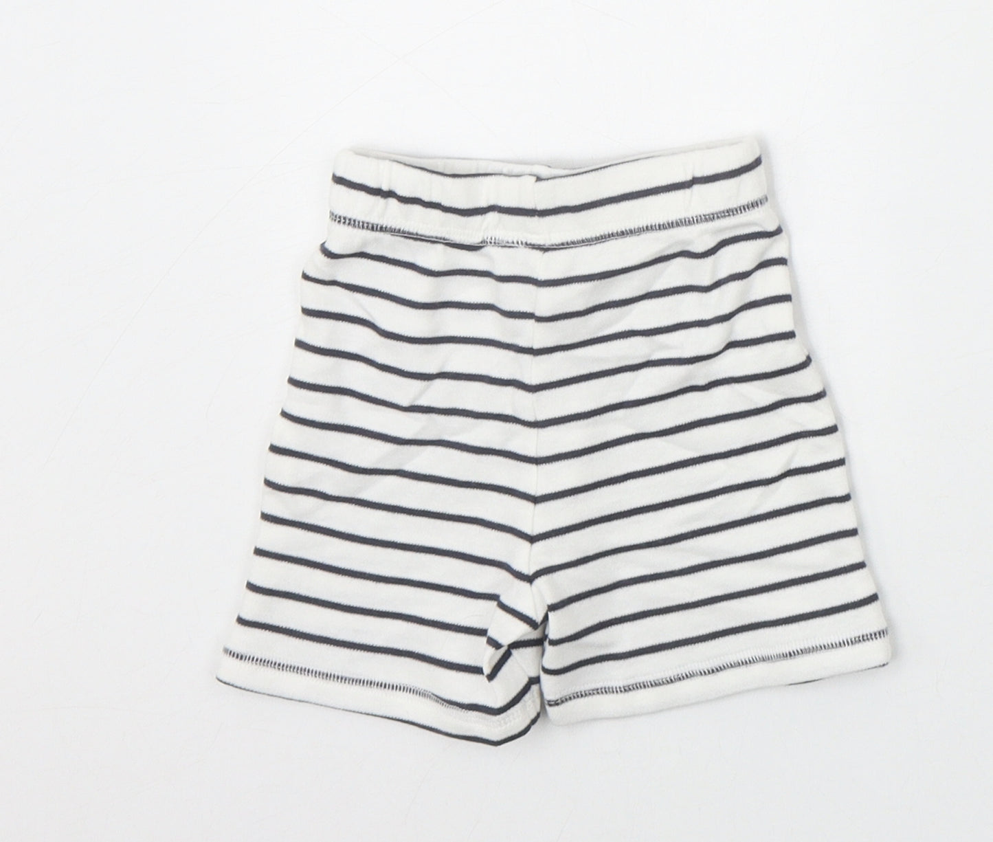 George Boys White Striped 100% Cotton Cropped Trousers Size 3-6 Months Pullover