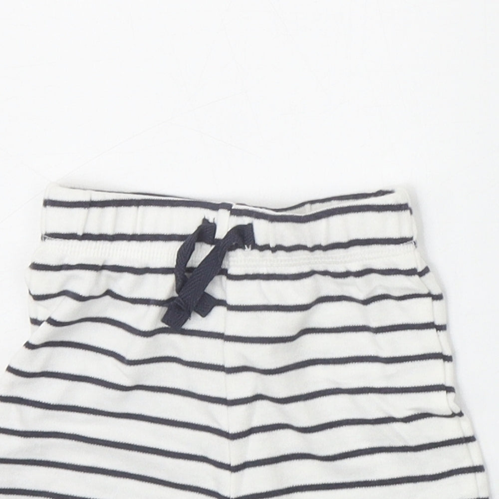 George Boys White Striped 100% Cotton Cropped Trousers Size 3-6 Months Pullover