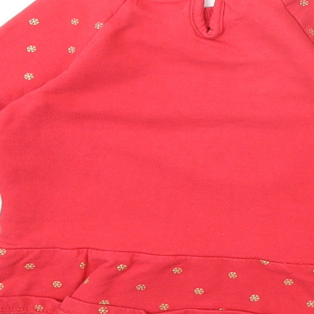 Pep&Co Girls Red 100% Cotton Pullover Jumper Size 18-24 Months Button