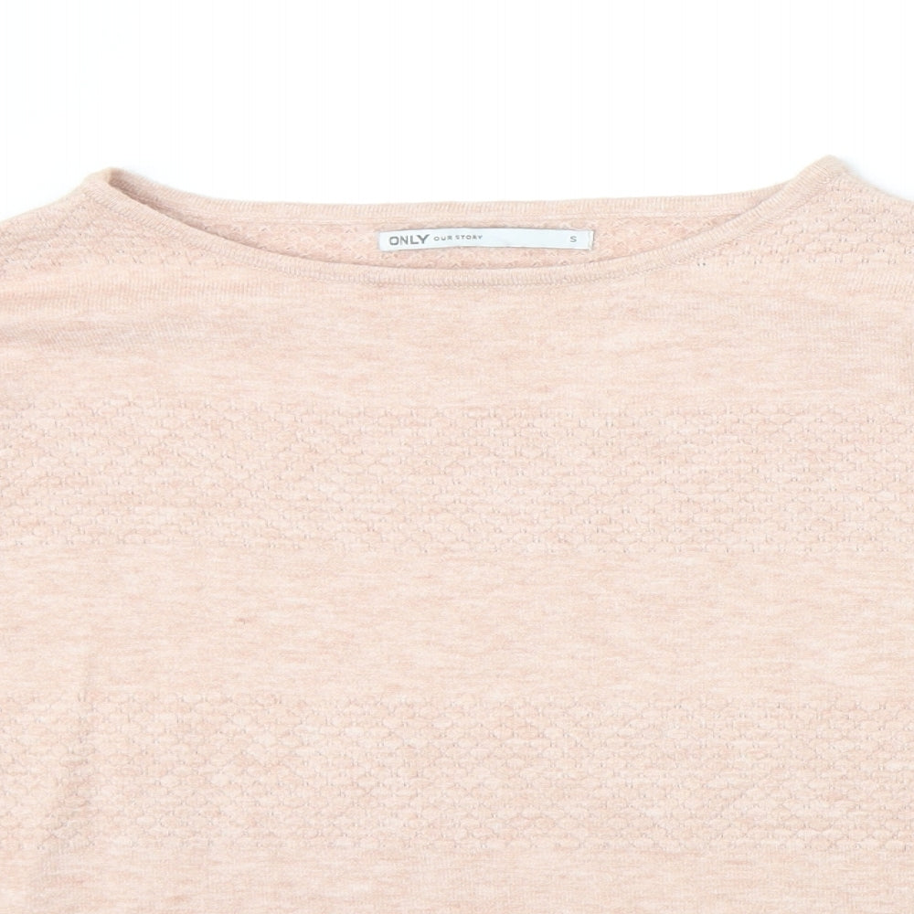 Only Our Story Womens Pink Round Neck Viscose Pullover Jumper Size S