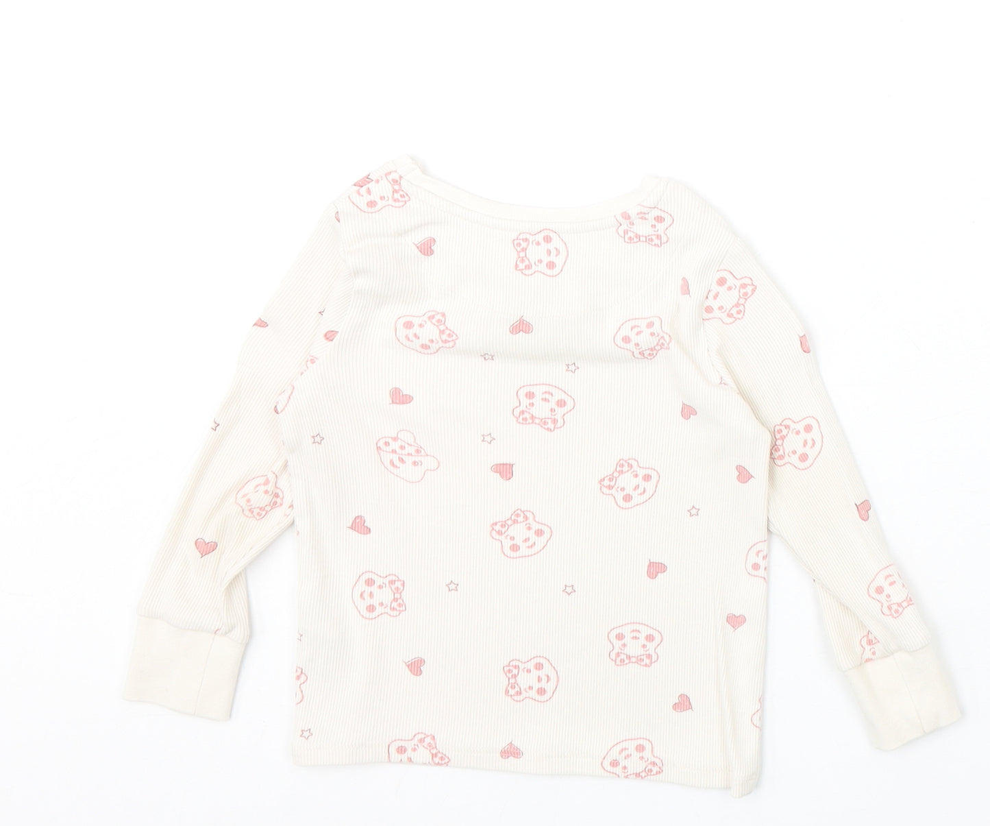 George Girls Beige Geometric Cotton Basic T-Shirt Size 2-3 Years Round Neck Pullover - Blush