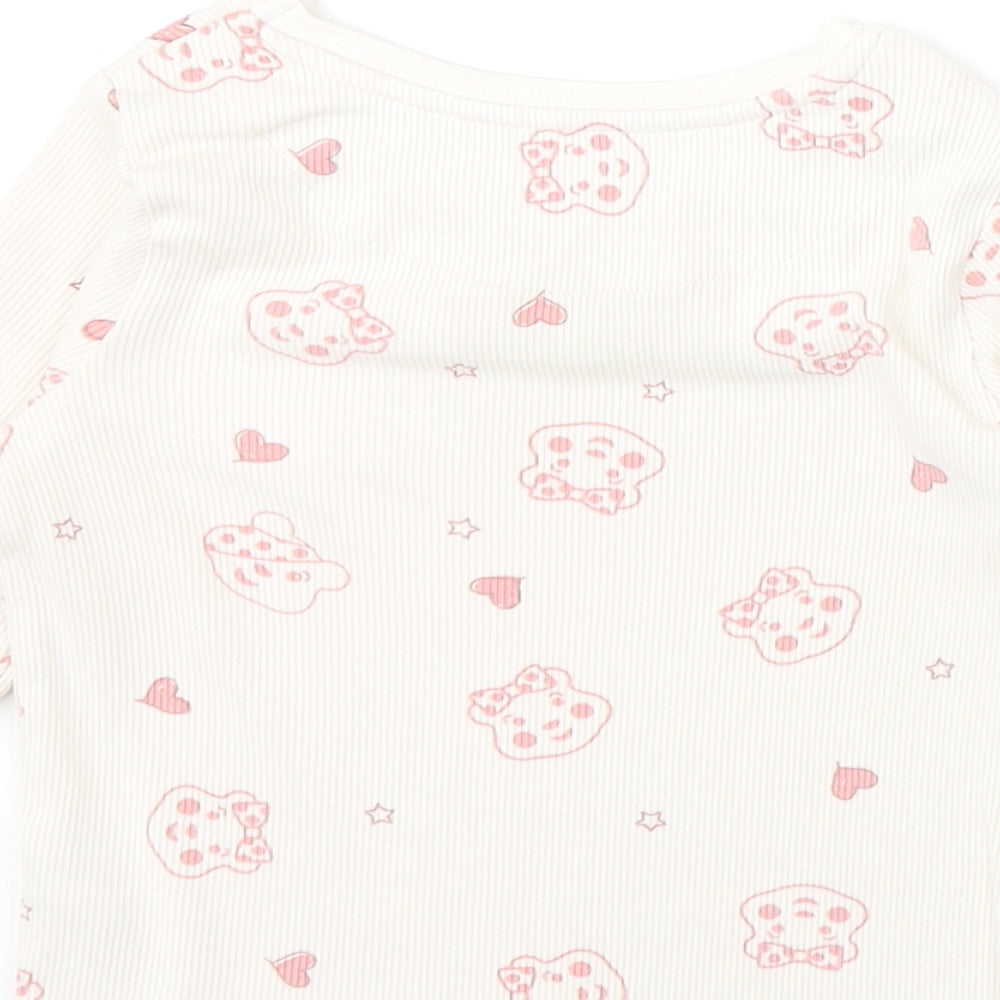 George Girls Beige Geometric Cotton Basic T-Shirt Size 2-3 Years Round Neck Pullover - Blush