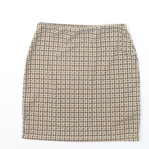 New Look Womens Beige Geometric Polyester Mini Skirt Size 10