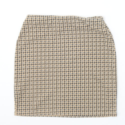 New Look Womens Beige Geometric Polyester Mini Skirt Size 10