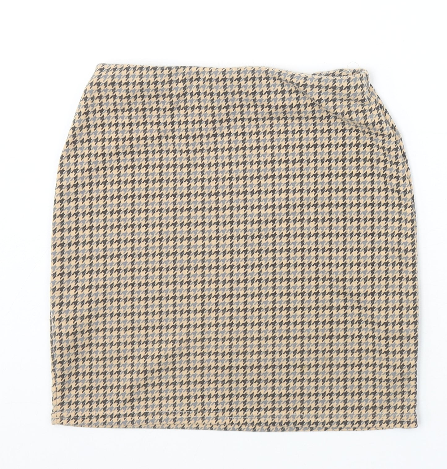 New Look Womens Beige Geometric Polyester Mini Skirt Size 10