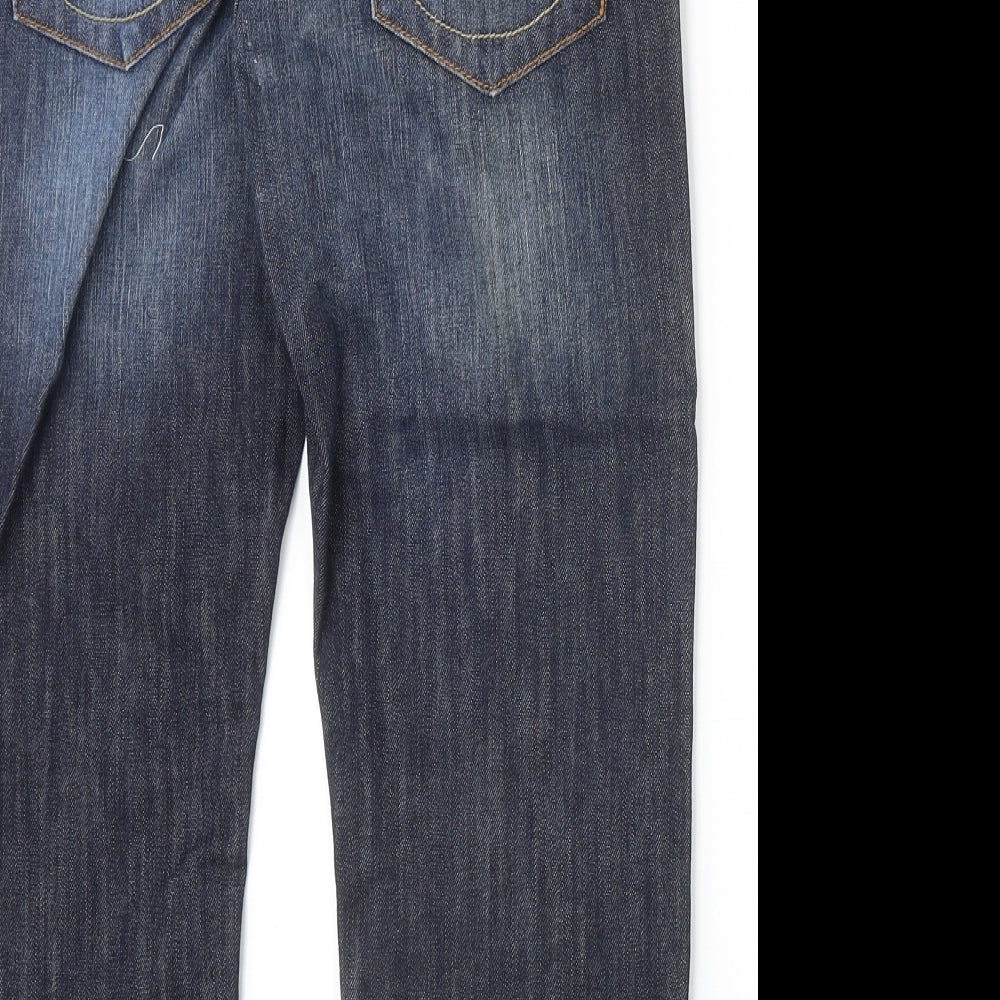 Falmer Womens Blue Cotton Straight Jeans Size 8 Regular Zip