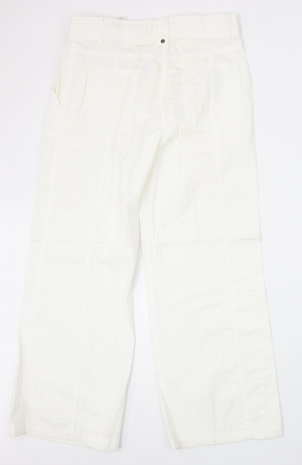 Marks and Spencer Womens White Cotton Trousers Size 8 Regular Zip