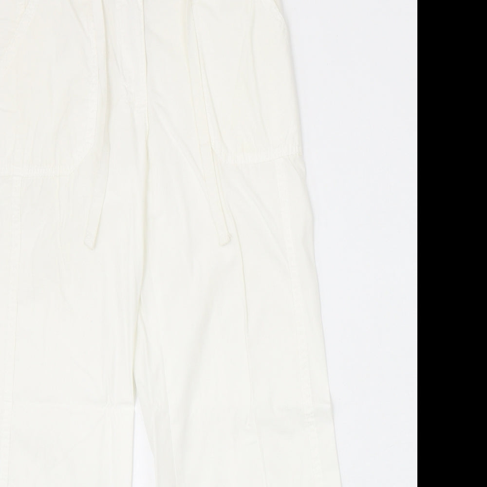 Marks and Spencer Womens White Cotton Trousers Size 8 Regular Zip