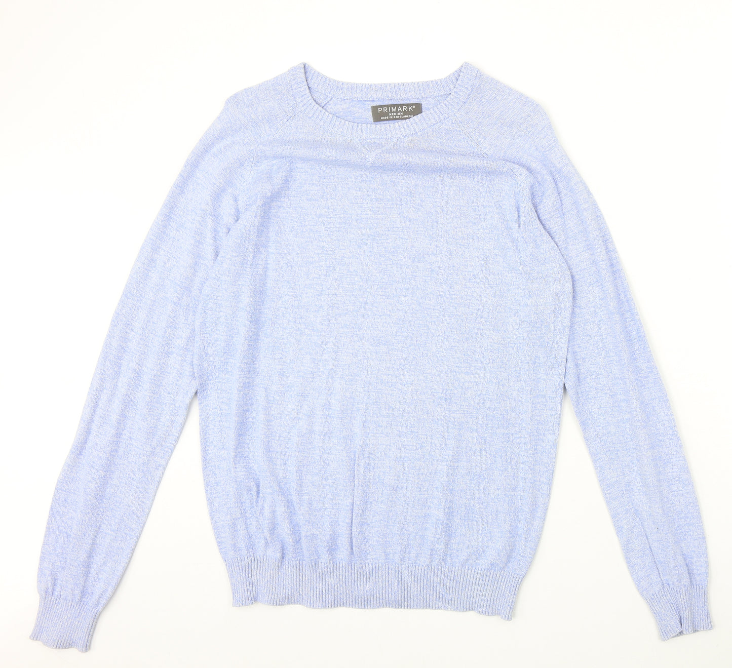 Primark Mens Blue Round Neck Cotton Pullover Jumper Size M Long Sleeve
